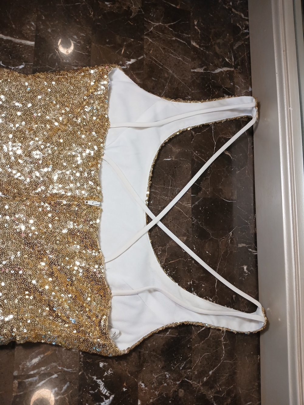 B Darlin Gold Sequin Fit-and-Flare Mini Dress - Picture 10 of 13